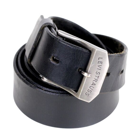 Levi's SADDLE BLACK REAL LEATHER 1 1/2"Wd DRESS CASUAL MEN'S BELT Sz 44/110 (1M - Picture 3 of 14